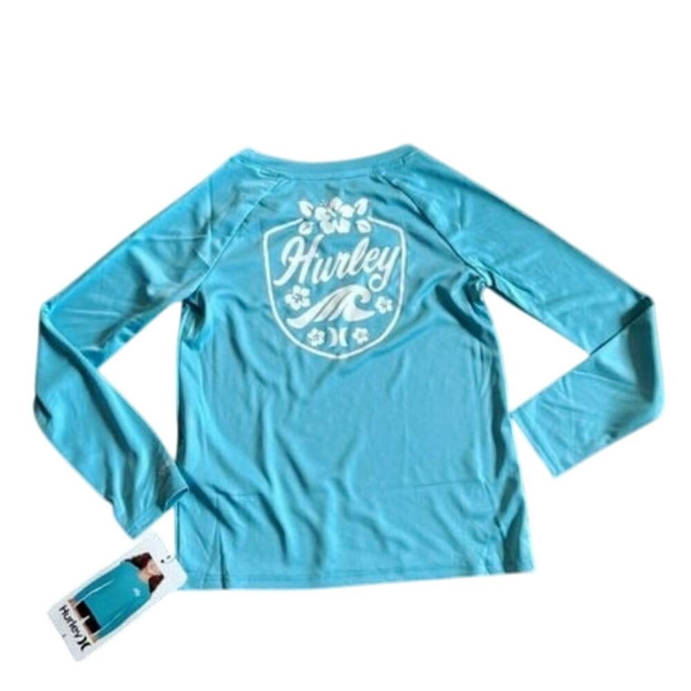 Hurley Youth Girl's Long Sleeve UPF 50+ Rashguard Moisture Wicking Swim Top